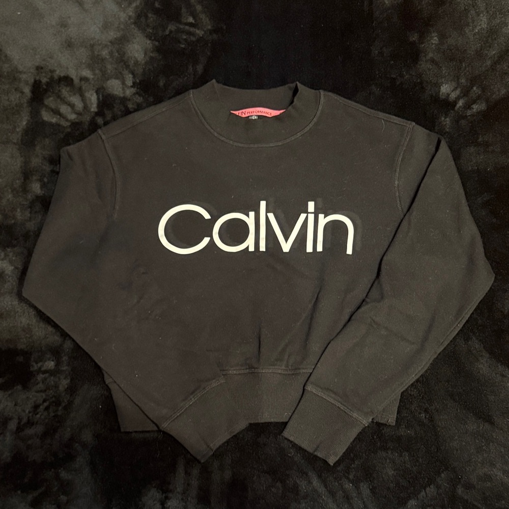 Calvin Black Cropped Sweatshirt